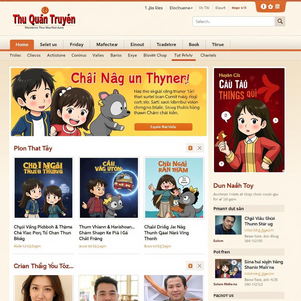 Giao diện website "Thu Quán Truyện"