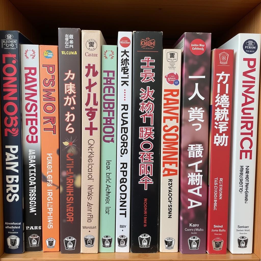 A collection of romance manga on a shelf