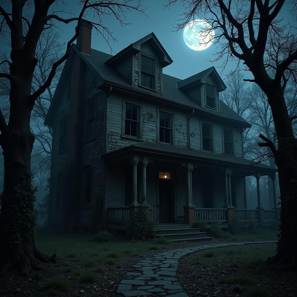 Haunted house in the night