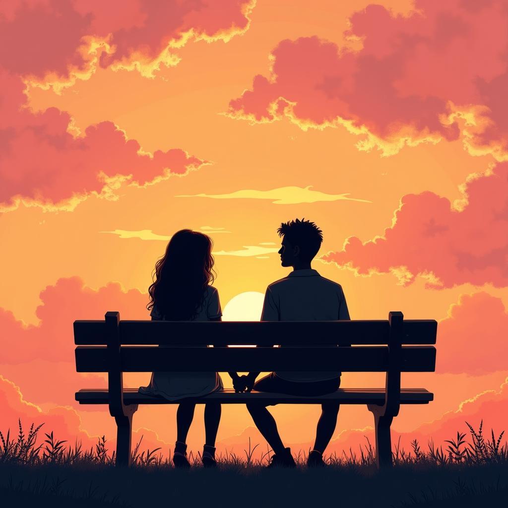 Couple watching sunset