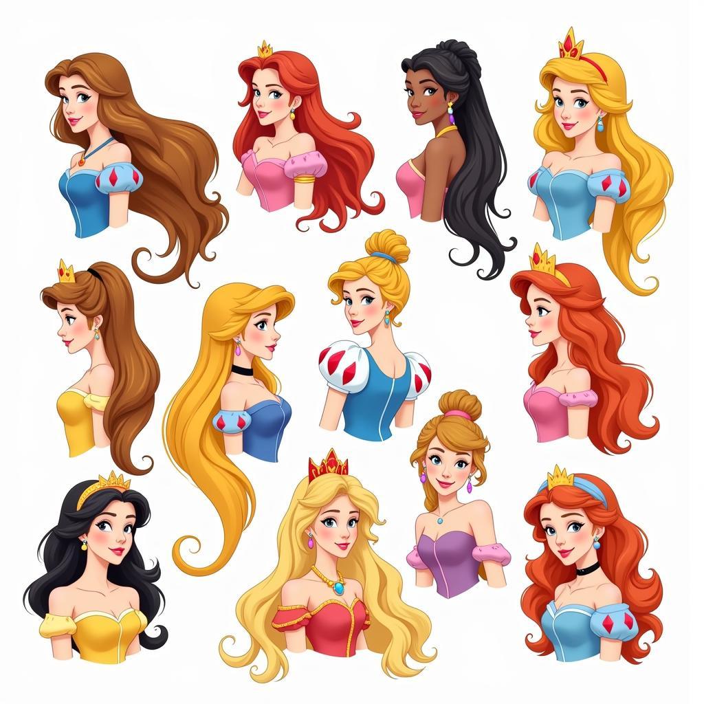 Fairy tale princesses with long hair