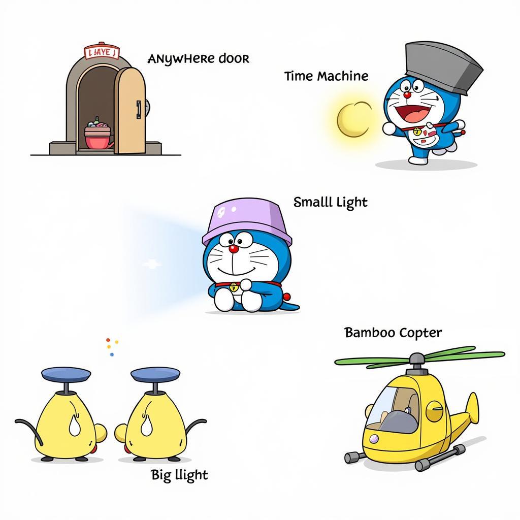 Various Doraemon gadgets