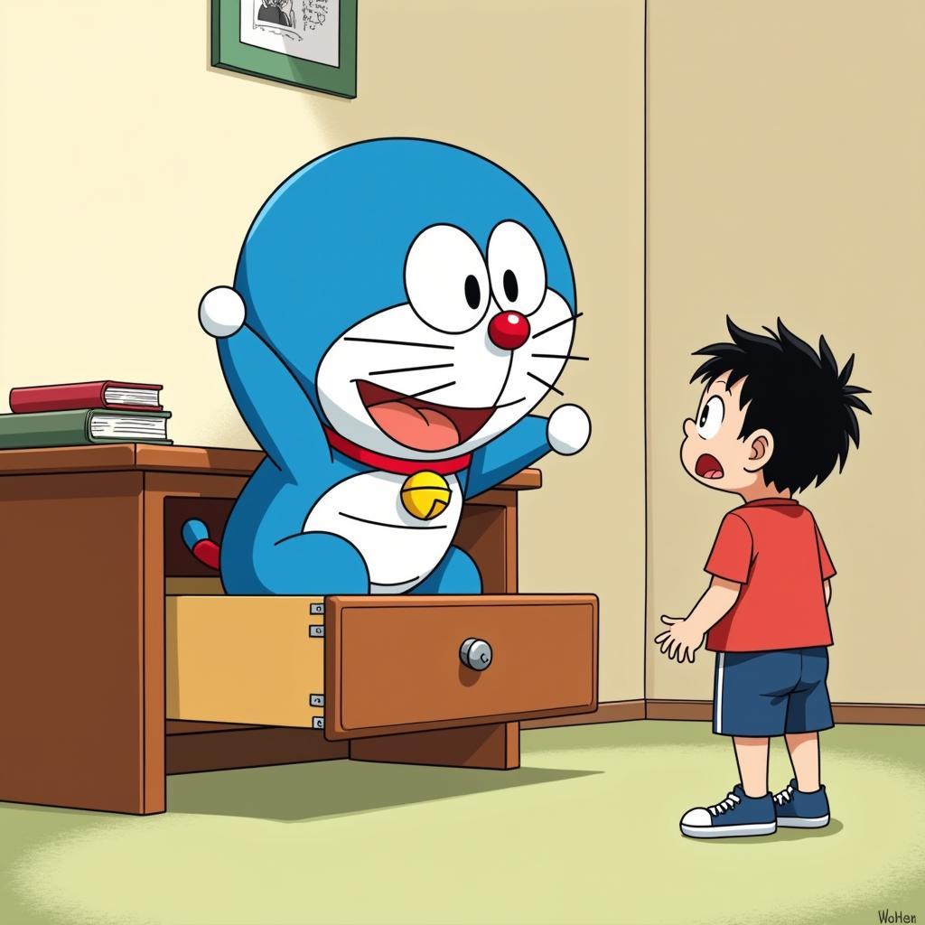 Doraemon và Nobita trong ngăn kéo