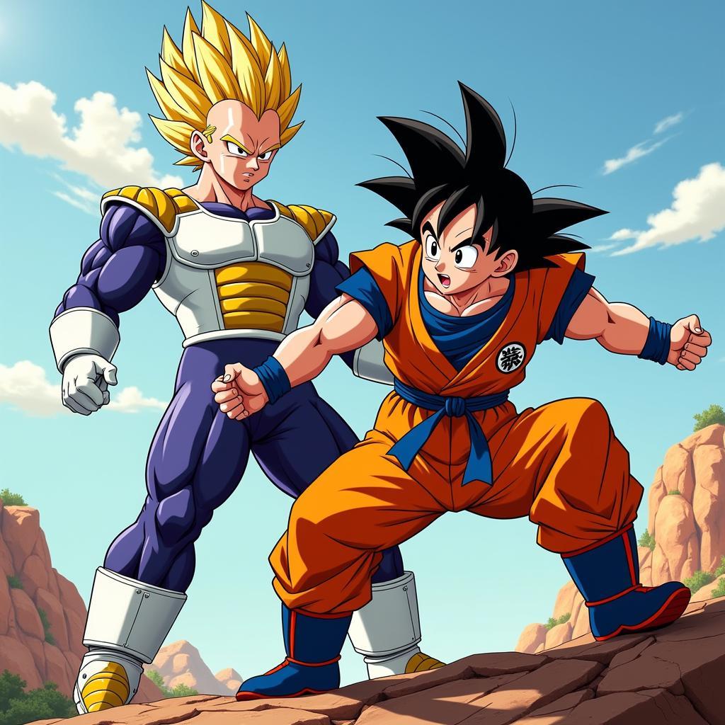 Goku và Vegeta tập luyện