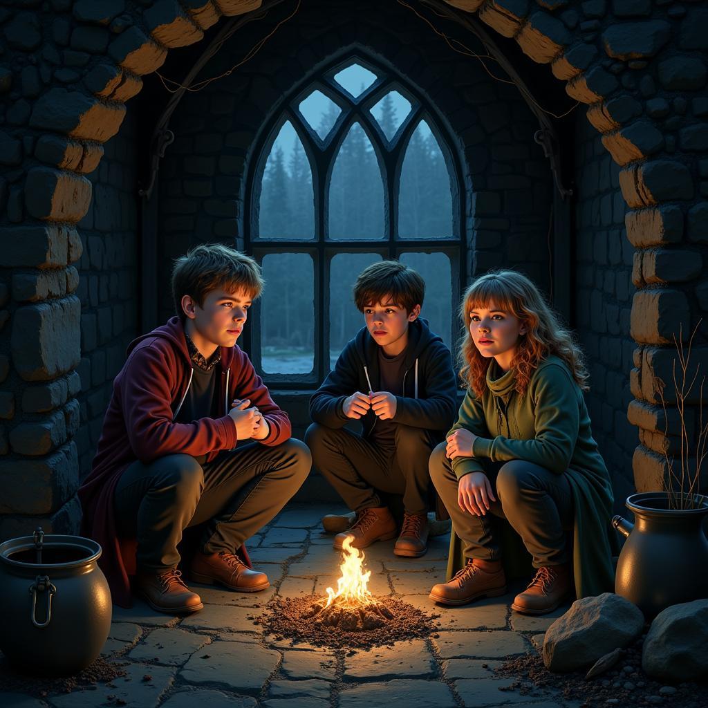 Bộ ba Harry, Ron và Hermione tại Ngôi nhà Hè