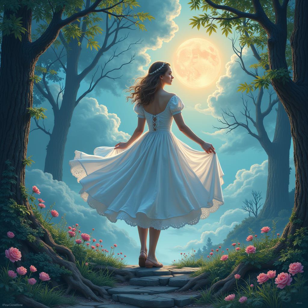 The official cover of the "Ashes of Love" novel, featuring an illustration of the female protagonist in a flowing white dress amidst a dreamy landscape.