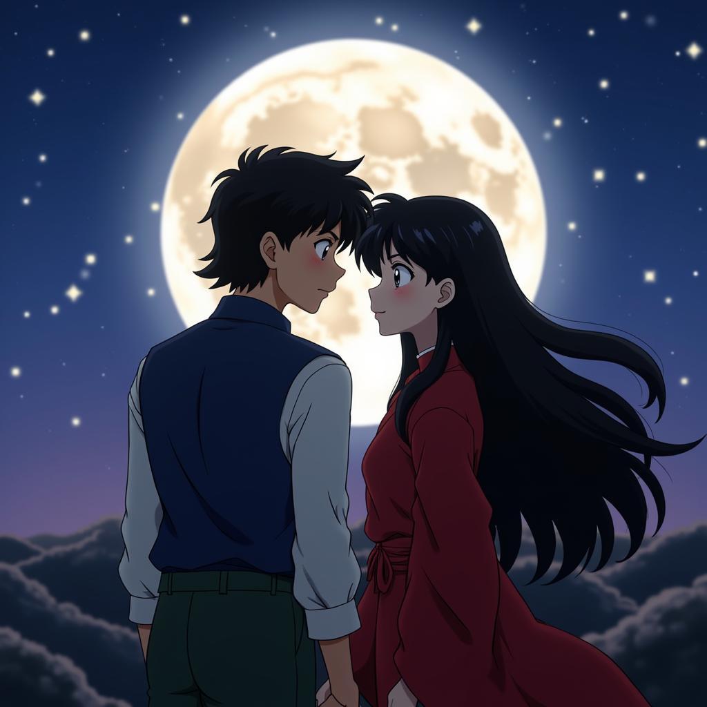 Inuyasha và Kagome trao nhau ánh nhìn tình cảm