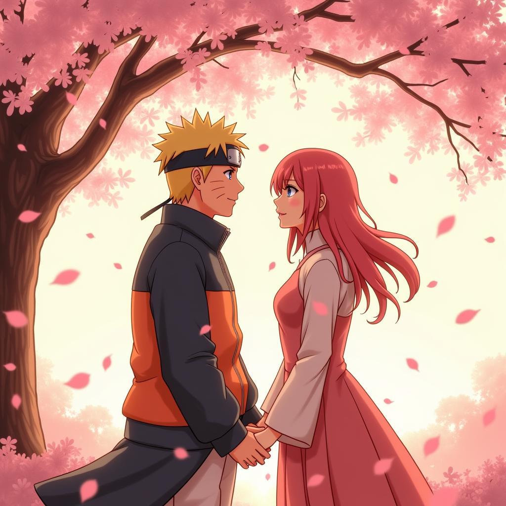 Naruto và Sakura trong vườn hoa anh đào