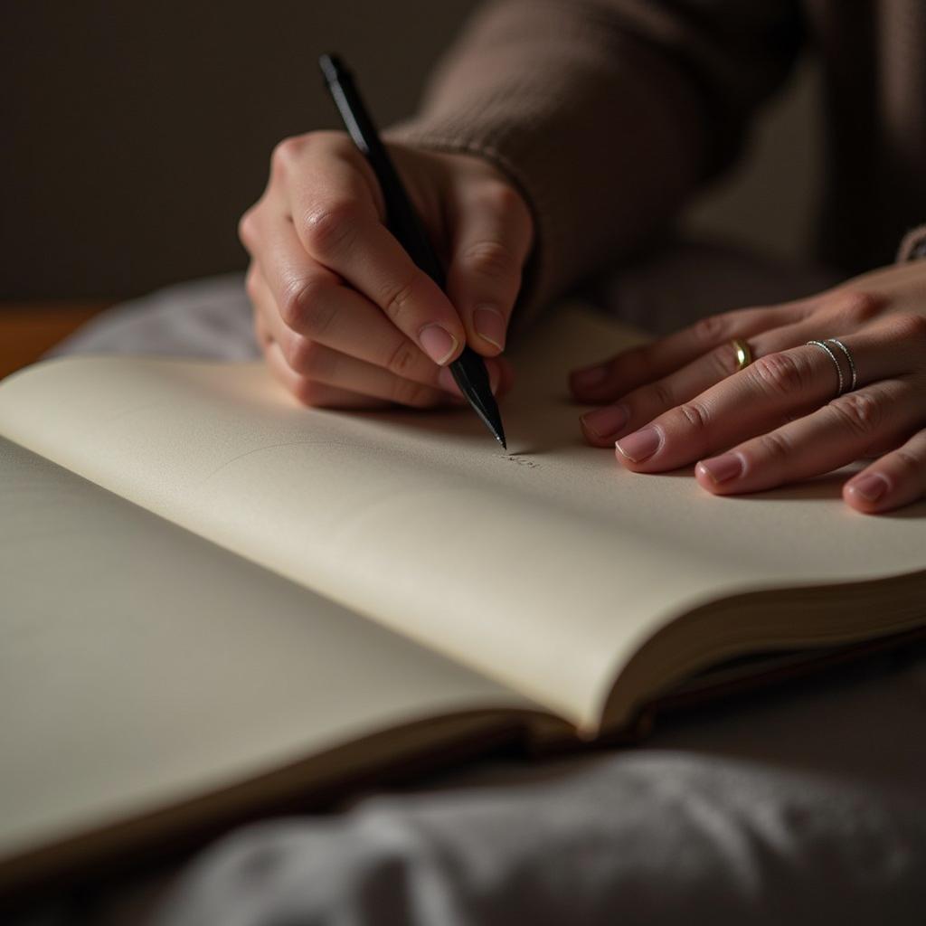 A woman writing in her diary