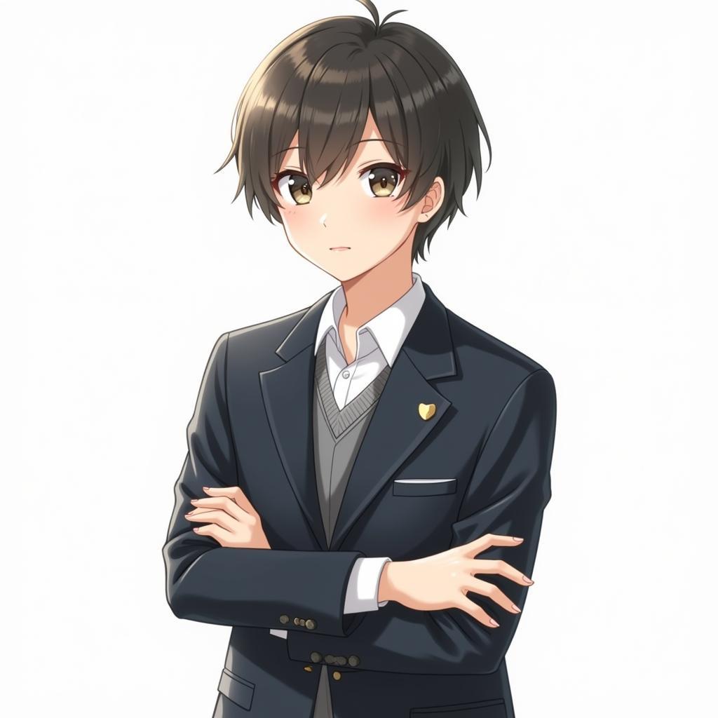 Sakamoto in school uniform