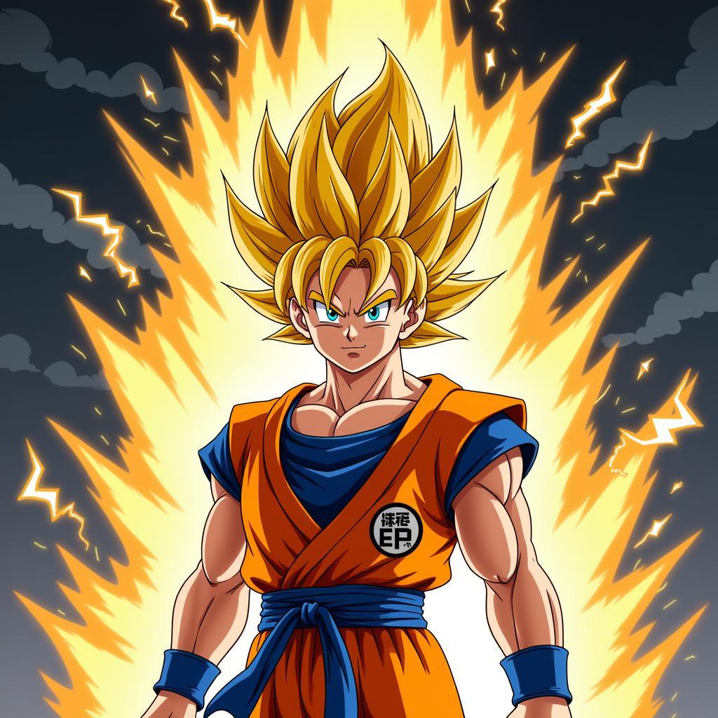 Hình ảnh Goku biến hình Super Saiyan