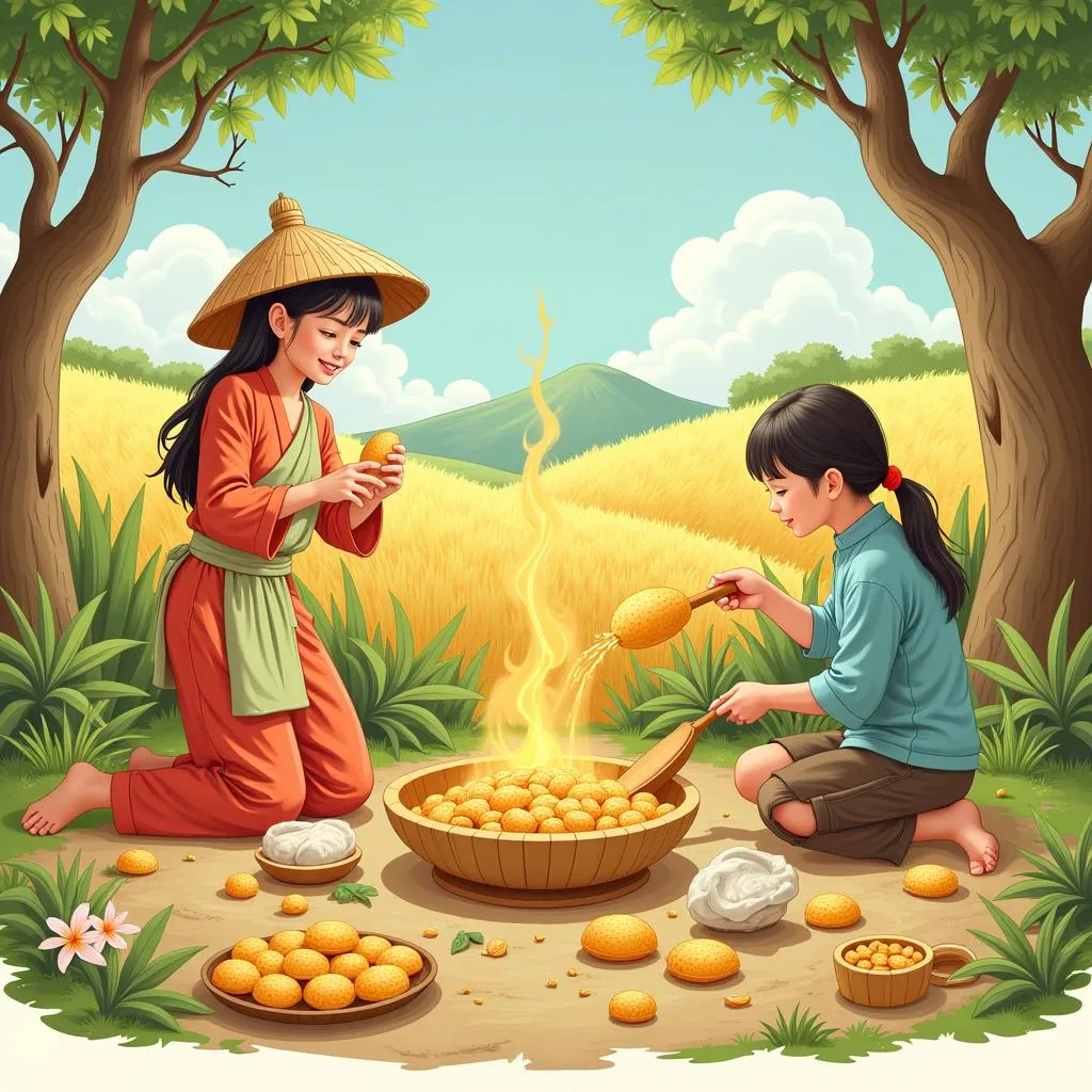 Hình ảnh minh họa truyện Bánh Chưng Bánh Giầy