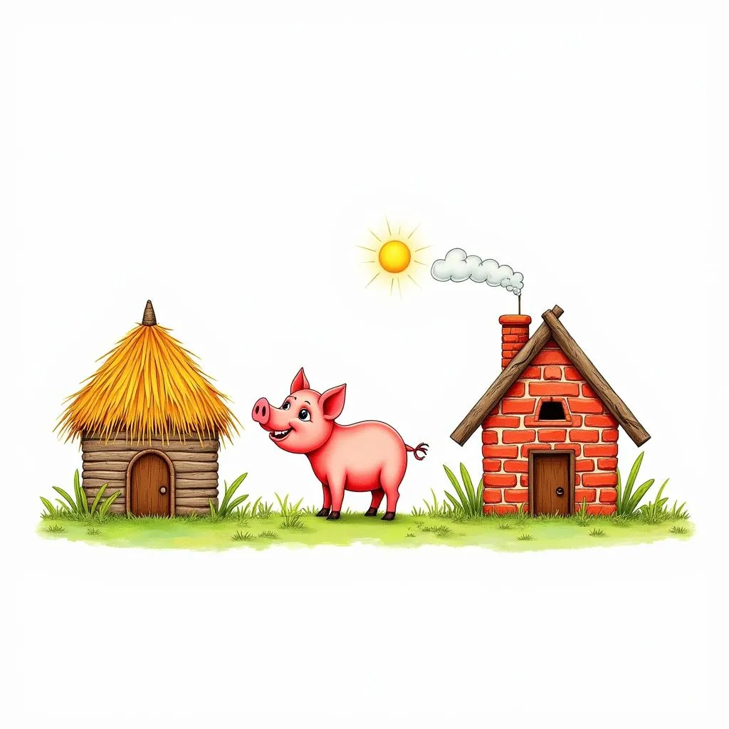 Three Little Pigs Building Houses