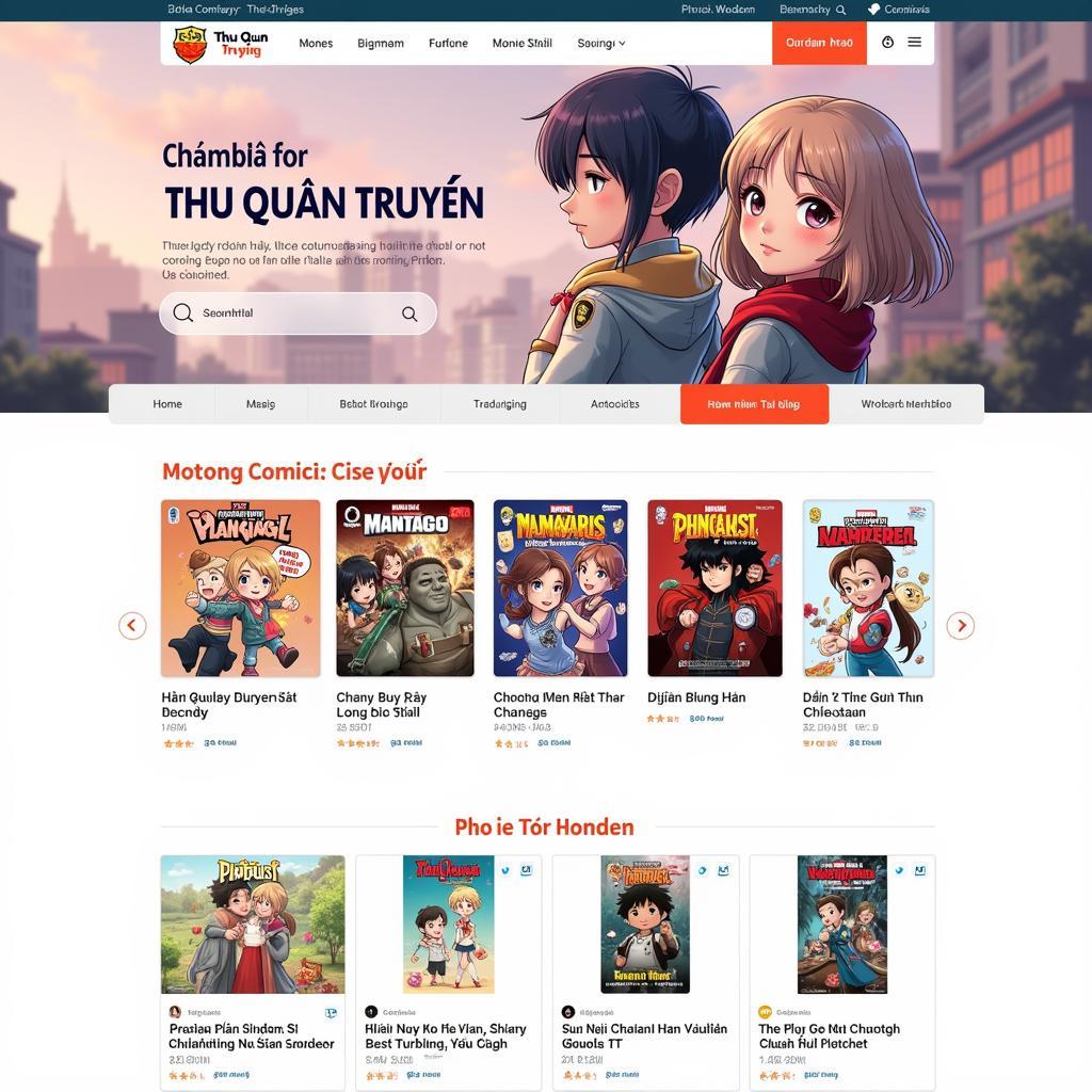 Website interface of Thu Quán Truyện