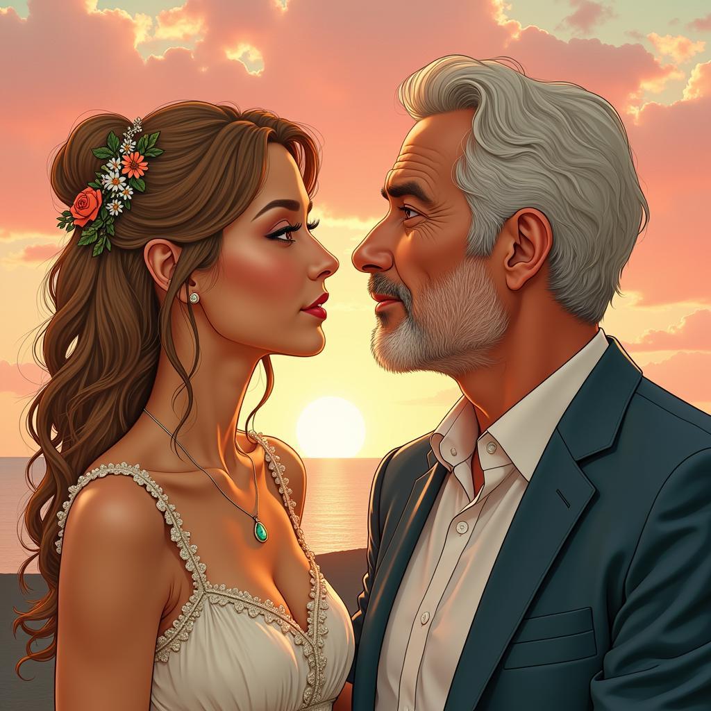 Romantic illustration for "Uncle, Let's Get Married" story