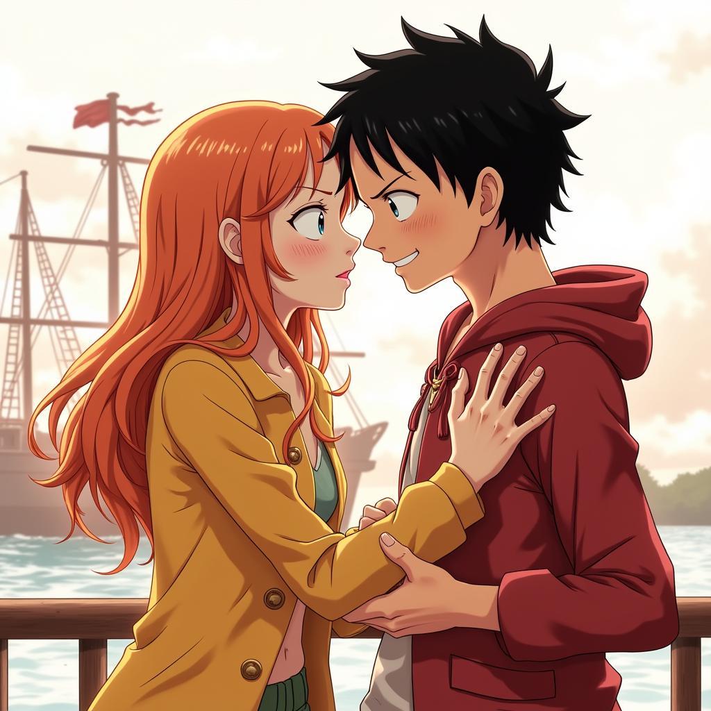 Nami và Luffy trong truyện sex One Piece