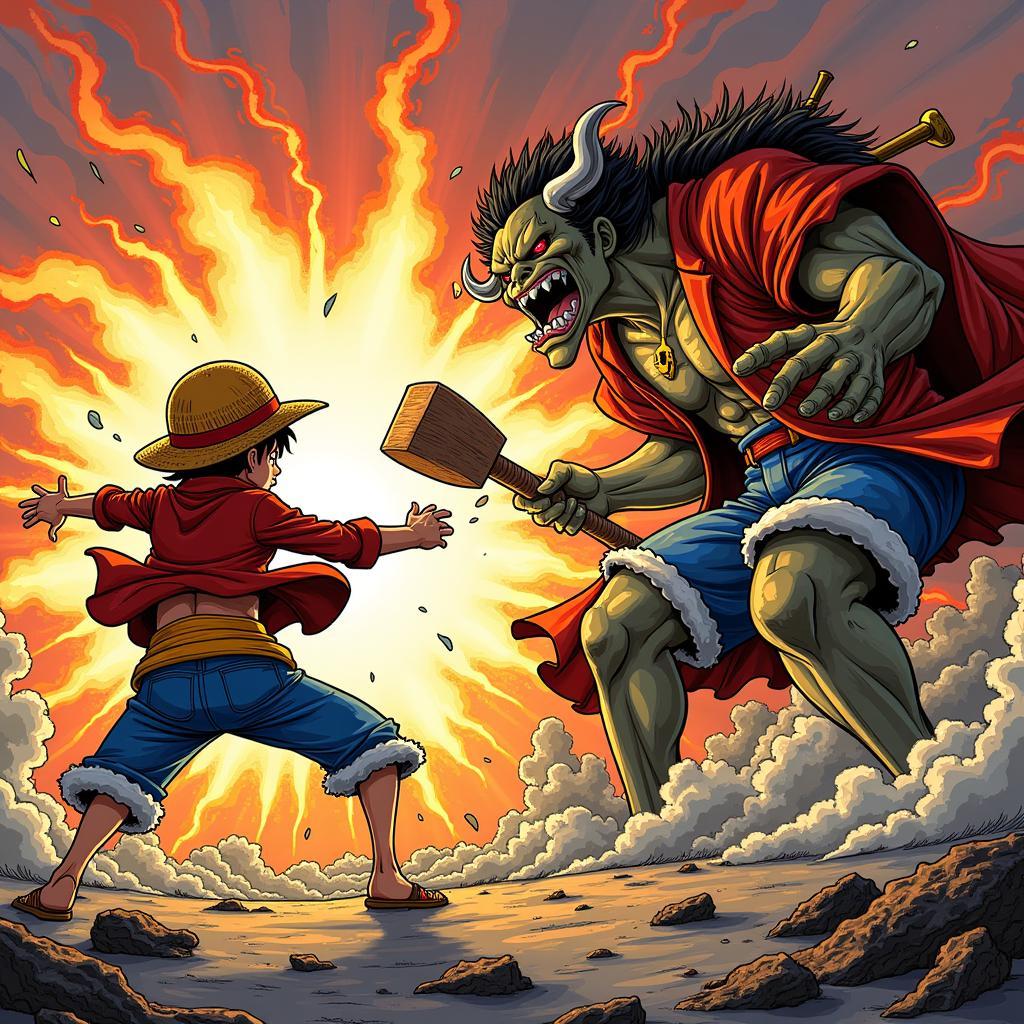 Luffy vs Kaido in Wano