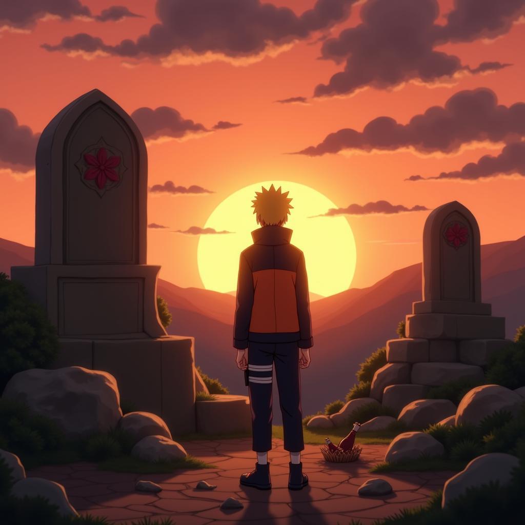 Boruto Đứng Trước Mộ Naruto