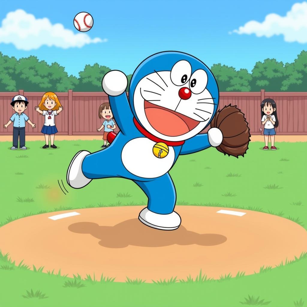 Doraemon ném bóng thần sầu