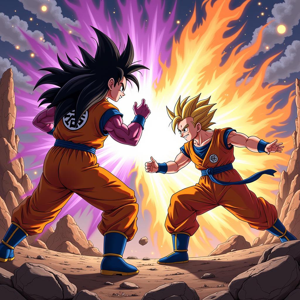 Goku và Beerus trong trận chiến đỉnh cao