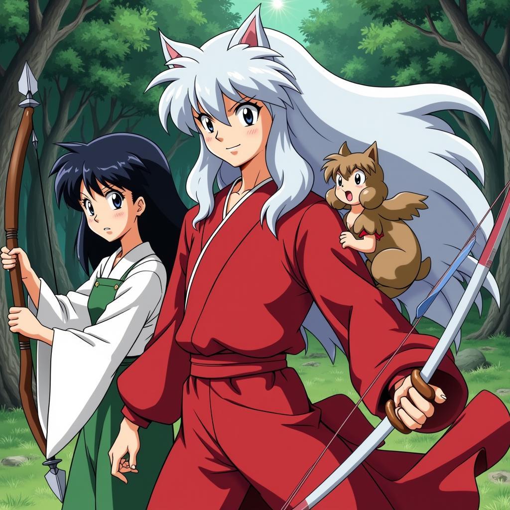 Inuyasha, Kagome và Shippo trong tập 3