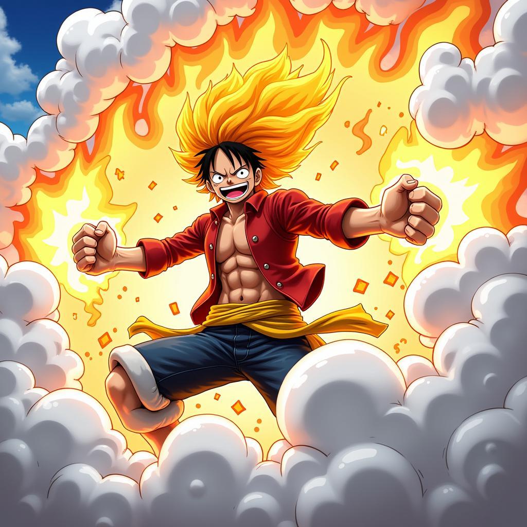 Luffy sử dụng Gear 5 trong trận chiến