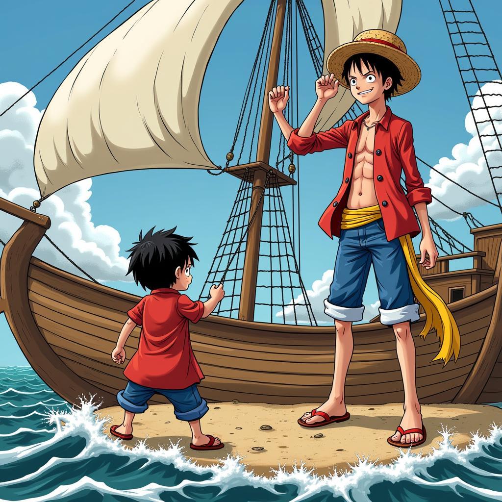 Luffy gặp Koby trong One Piece tập 1