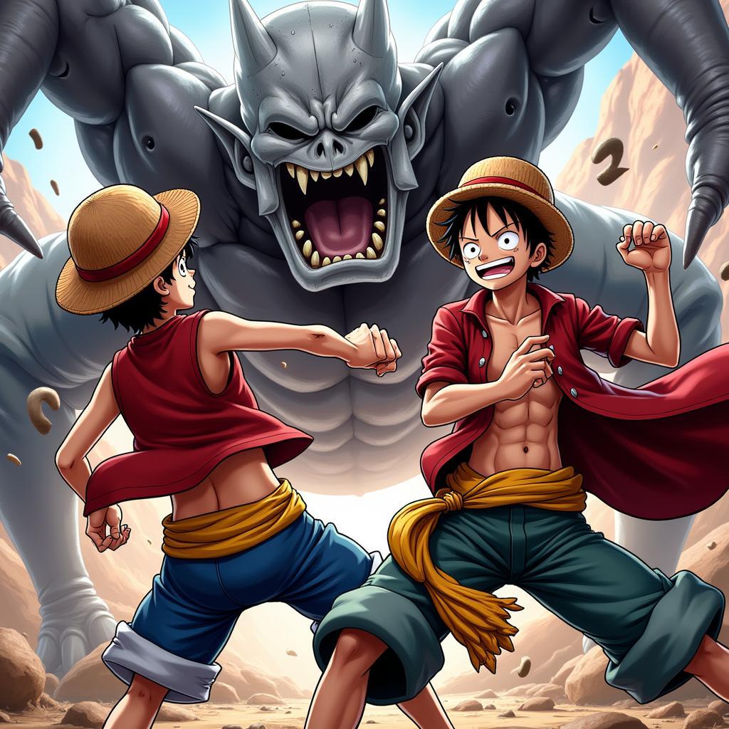 Luffy và Law chiến đấu cùng nhau