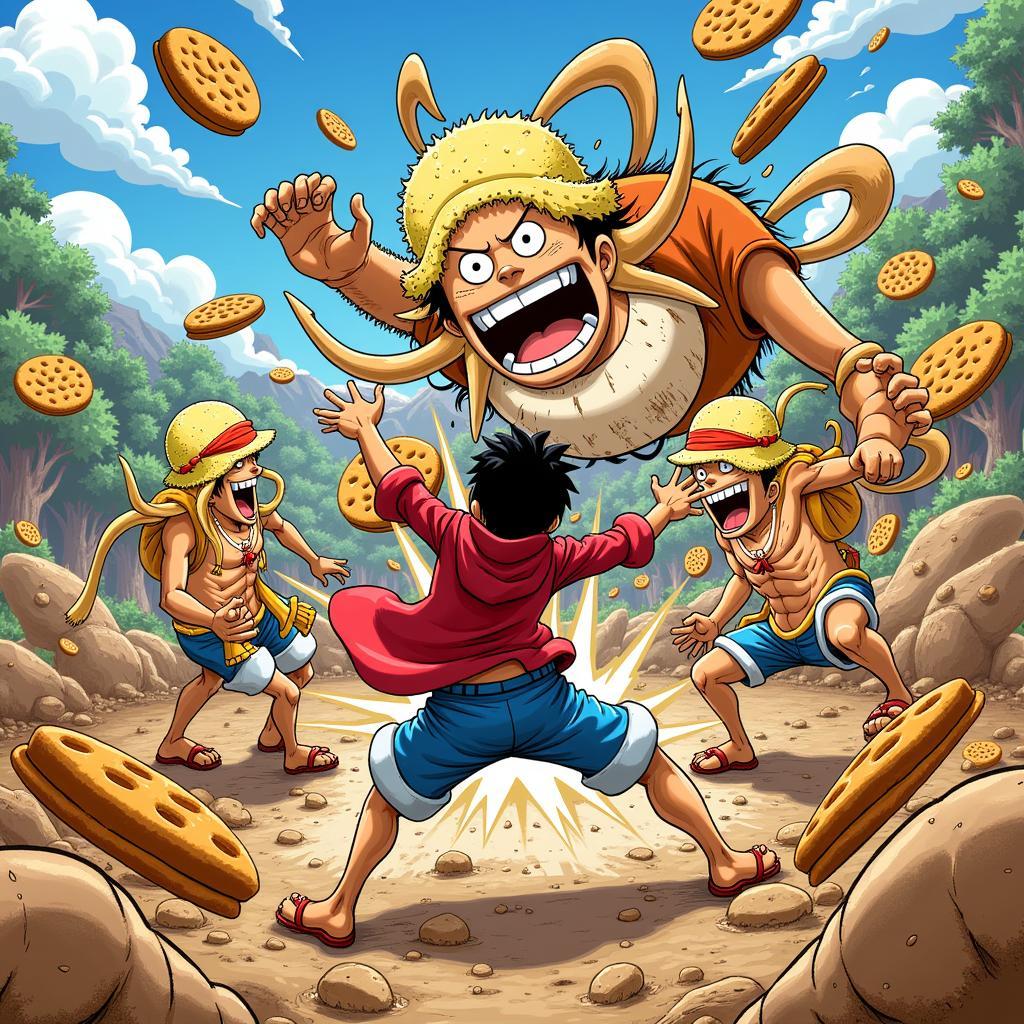 Luffy đối đầu Cracker trong One Piece chap 830