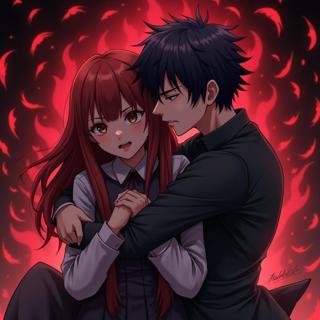 Hình ảnh nam chính Yandere bảo vệ người yêu