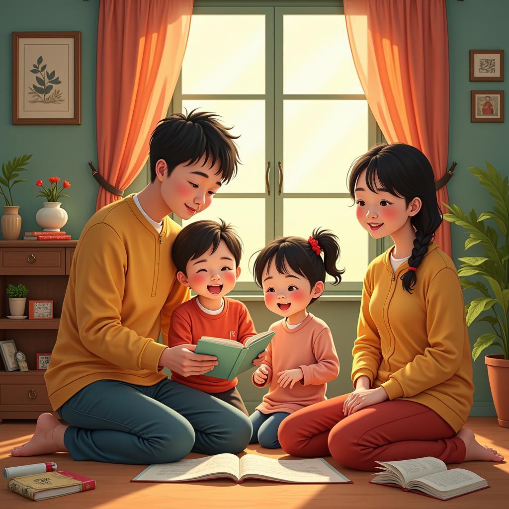 Gia đình nghe truyện chú Kim