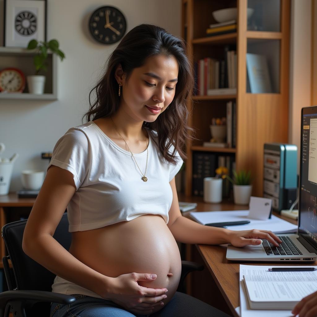 Nữ chính mang thai làm việc chăm chỉ để nuôi con