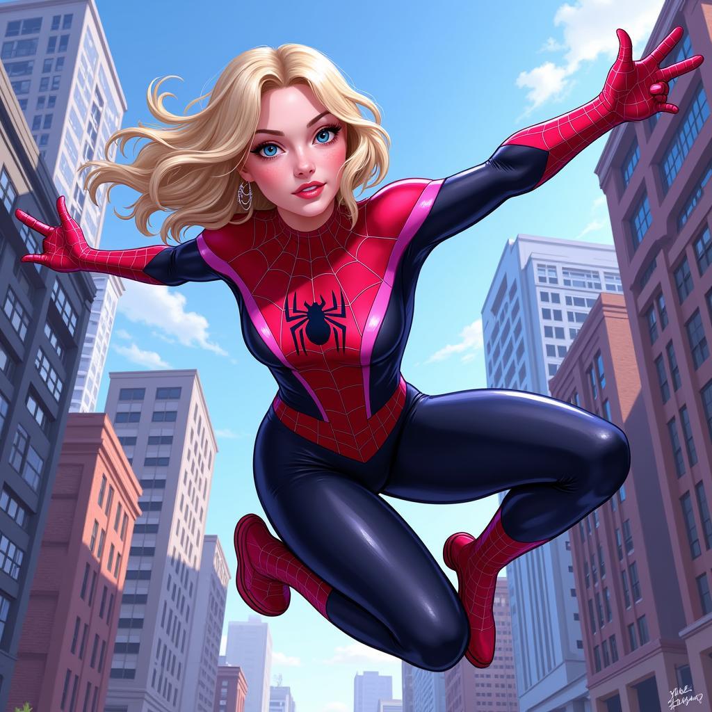 Spider Gwen bay lượn trên thành phố