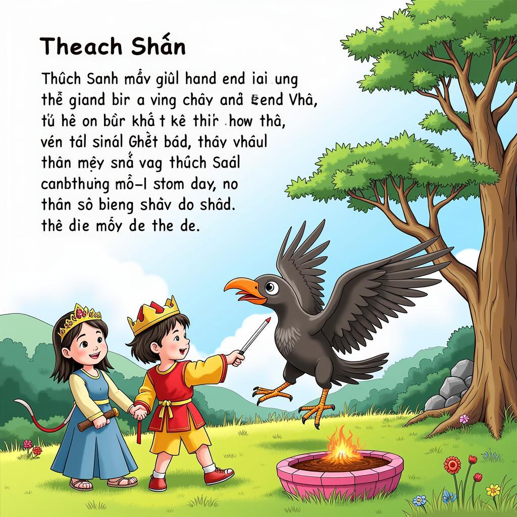 Hình ảnh minh họa truyện Thạch Sanh trong sách giáo khoa lớp 4