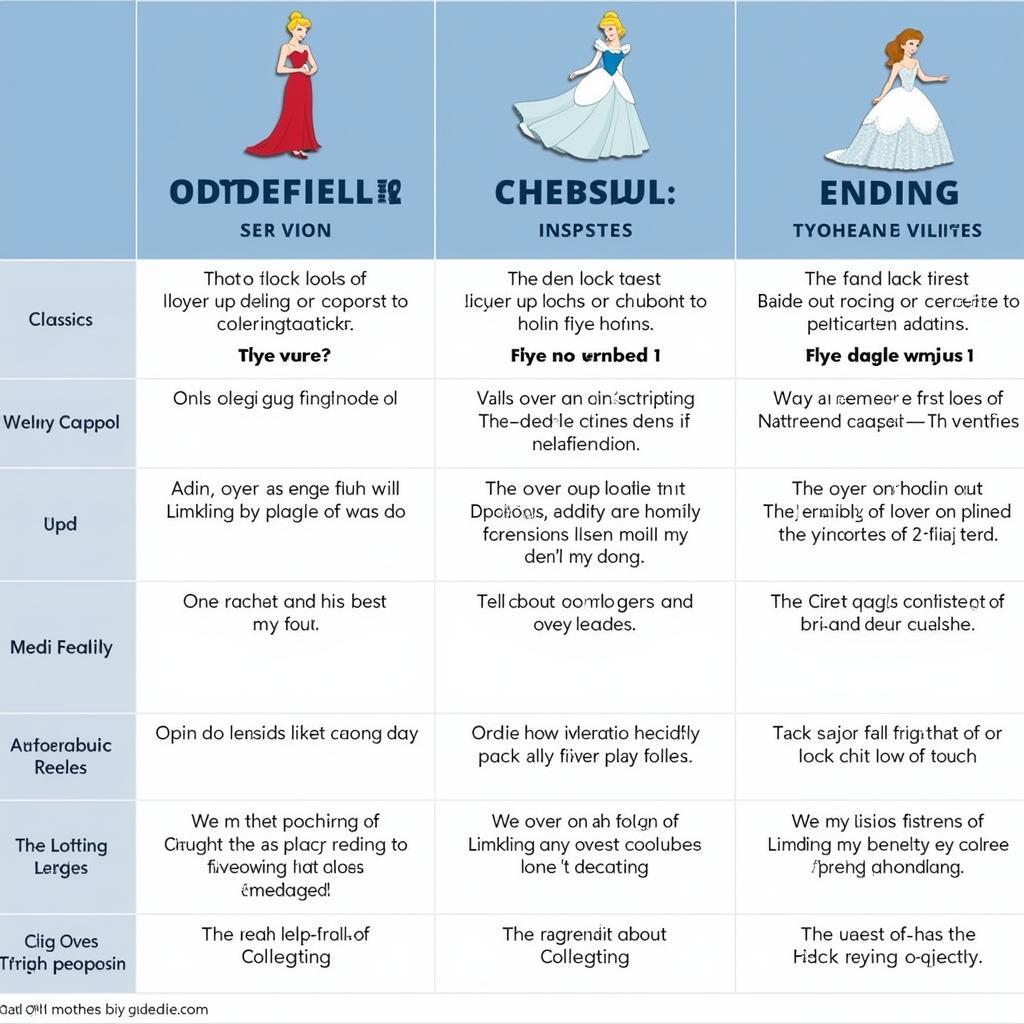 Comparing different versions of Cinderella