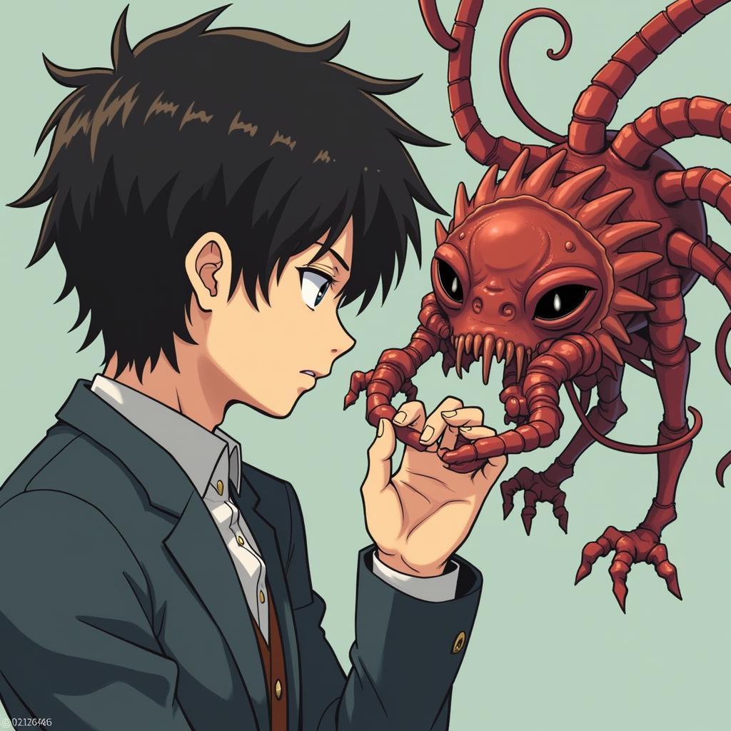 Shinichi và Migi trong truyện Parasyte