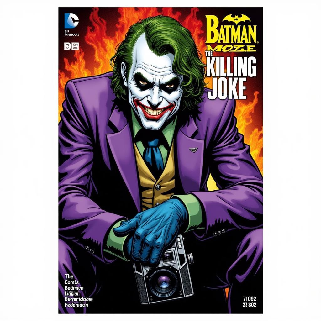 Bìa truyện Batman: The Killing Joke với hình ảnh Joker cầm máy ảnh