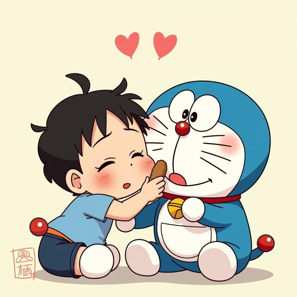 Doraemon và Nobita thể hiện tình bạn đẹp