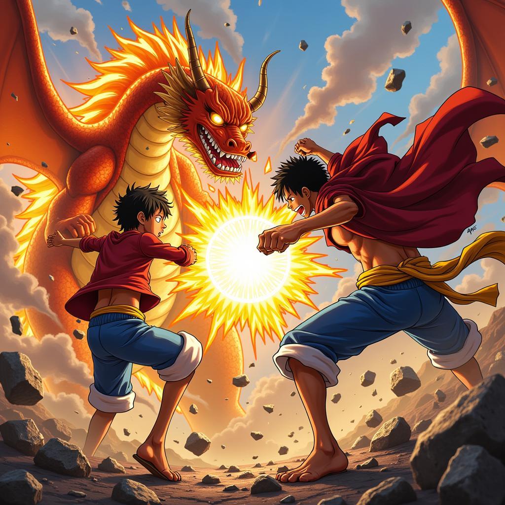 Kaido đối mặt với Luffy trong One Piece chap 1044