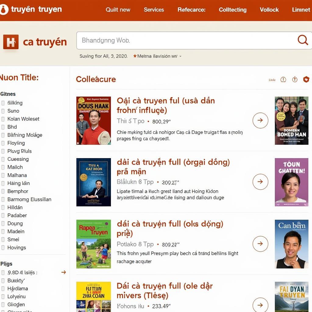 Thu Quán Truyện - Đại ca truyện full - Hình ảnh minh họa về giao diện website Thu Quán Truyện, nổi bật danh sách các bộ "đại ca truyện full" với hình ảnh bìa hấp dẫn.